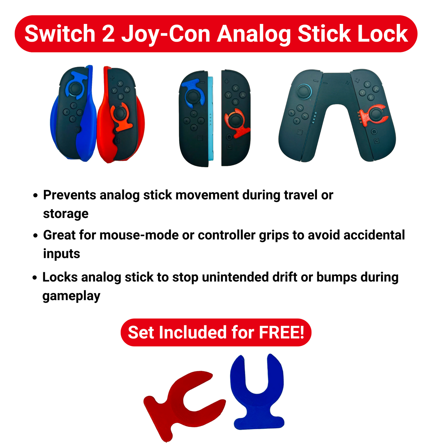 Multiplayer Joy-Con Controller – Ergonomic Controller Joy-Con Grips (2 Pack) – Soft SR/SL Buttons + Analog Lock Set