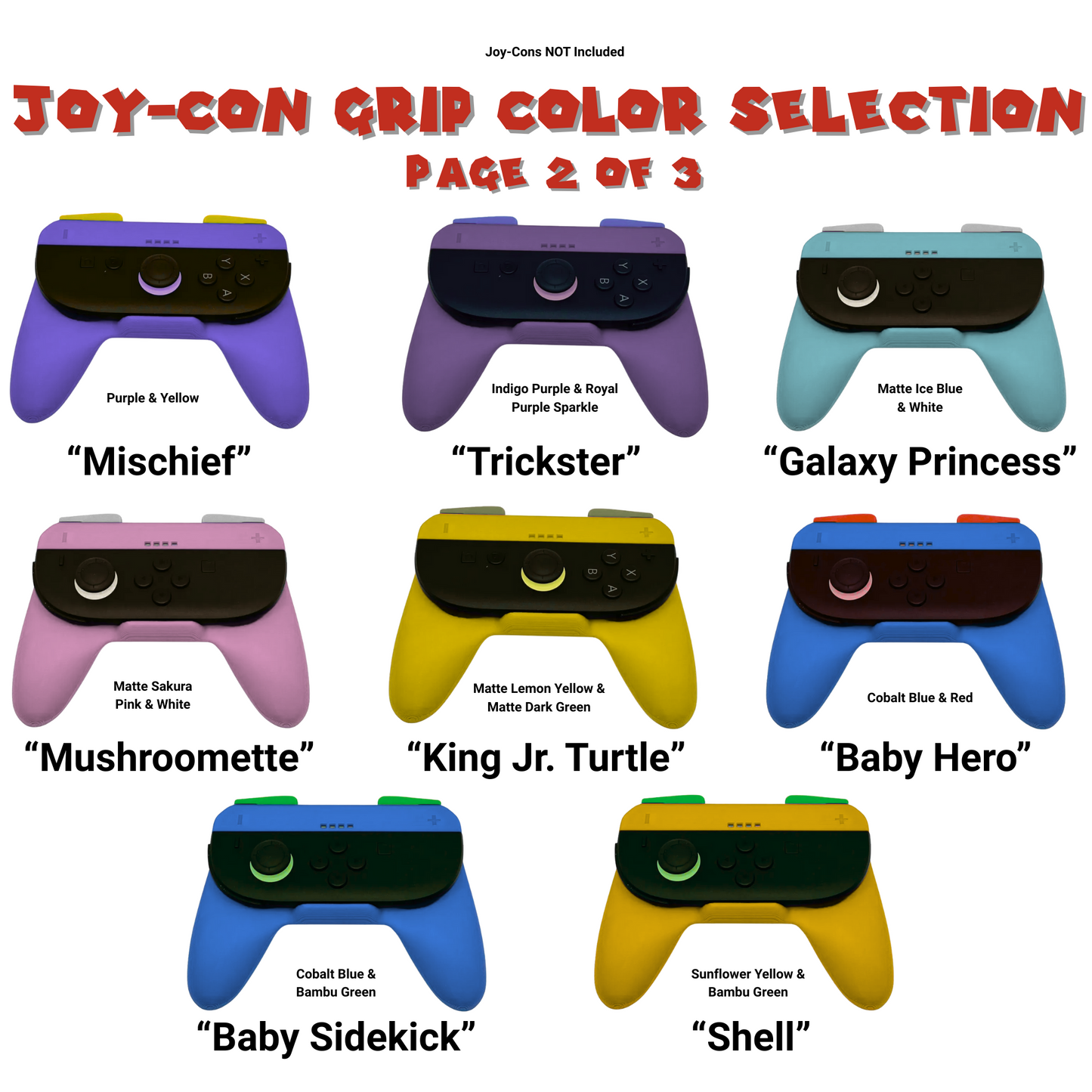 Multiplayer Joy-Con Grips for Switch 2 | 2-Pack Ergonomic Controller Handles | 23 Color Variations + Free Set of Analog Locks