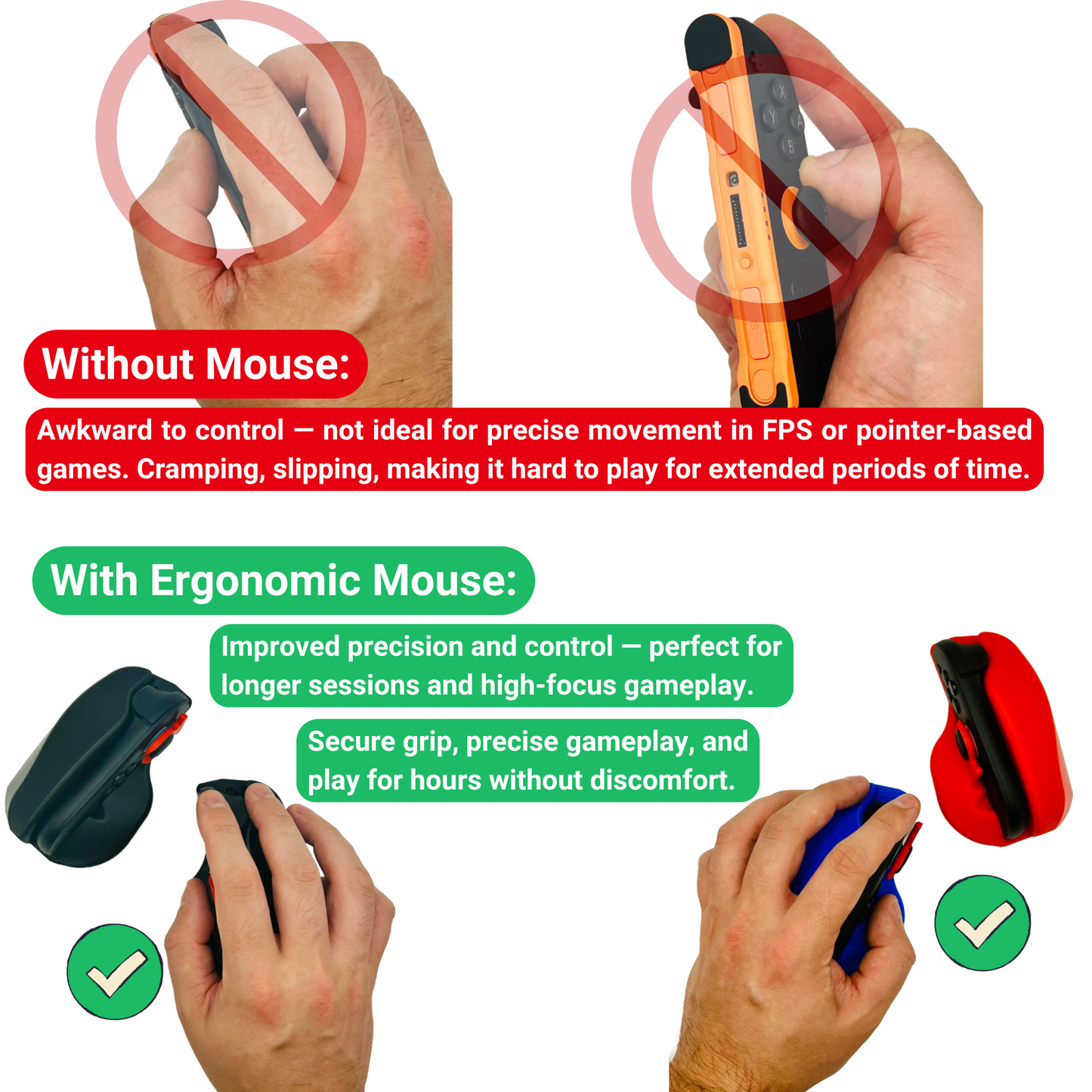 Nintendo Switch 2 – Complete Joy-Con Grip Set | 2 Mouse Adapters + V-Shape Single Player Grip + 2 Multiplayer Joy-Con Grips