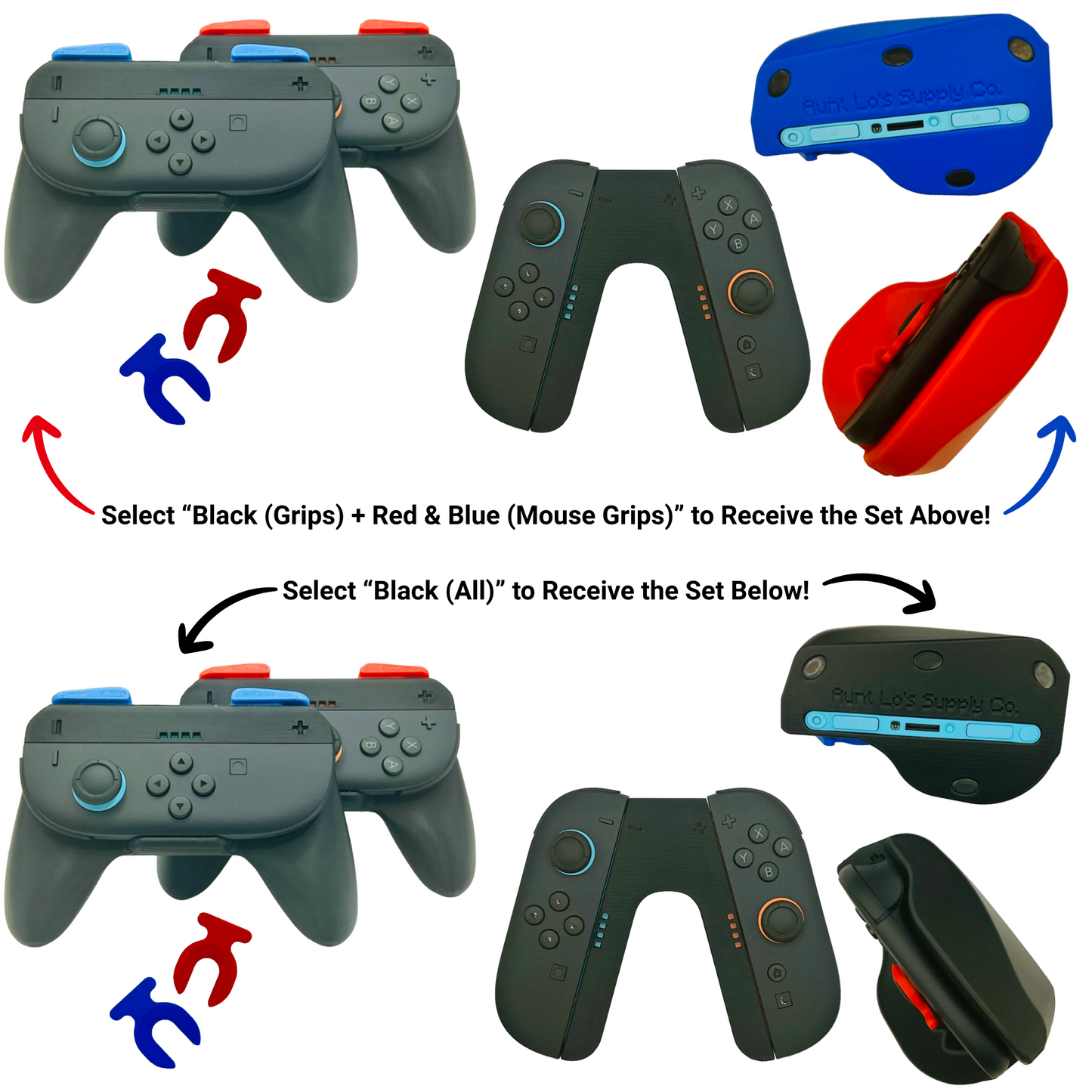 Nintendo Switch 2 – Complete Joy-Con Grip Set | 2 Mouse Adapters + V-Shape Single Player Grip + 2 Multiplayer Joy-Con Grips