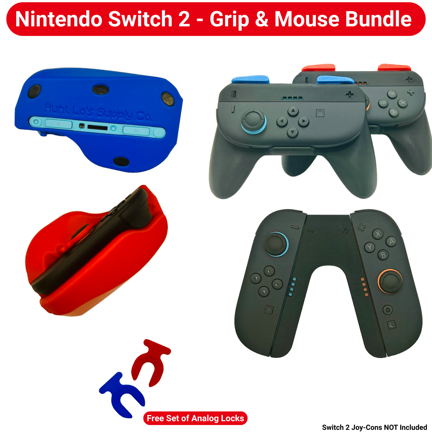 Nintendo Switch 2 – Complete Joy-Con Grip Set | 2 Mouse Adapters + V-Shape Single Player Grip + 2 Multiplayer Joy-Con Grips