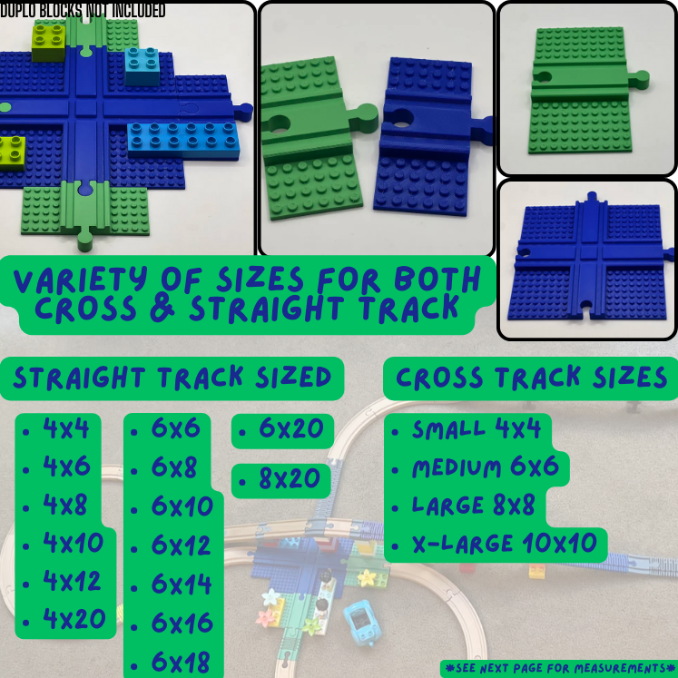 Brio Compatible Straight & Cross Duplo and Lego Track | Hape | IKEA Lillabo | BigJigs | Melissa and Doug