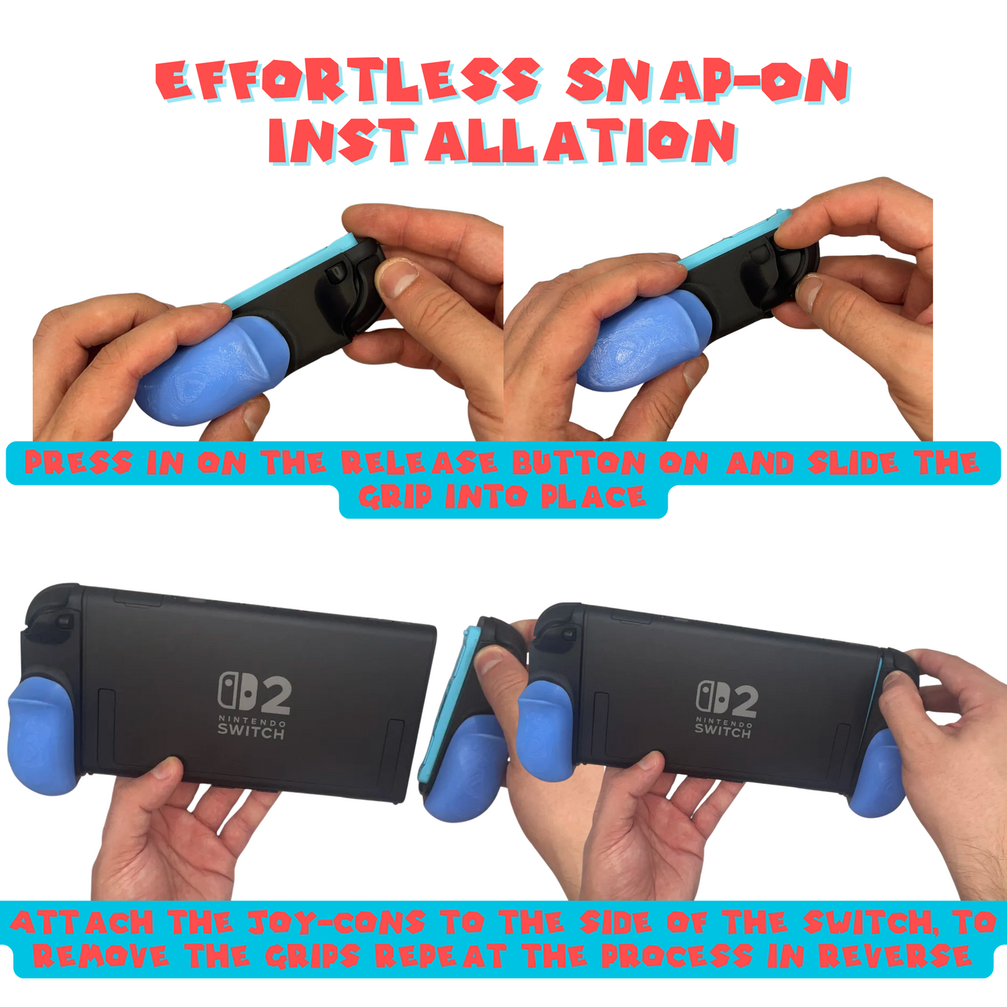 Handheld Joy-Con Grips for Nintendo Switch 2 – Ergonomic Grips for Handheld Mode – Soft Comfort Grip for Enhanced Gameplay – Dockable