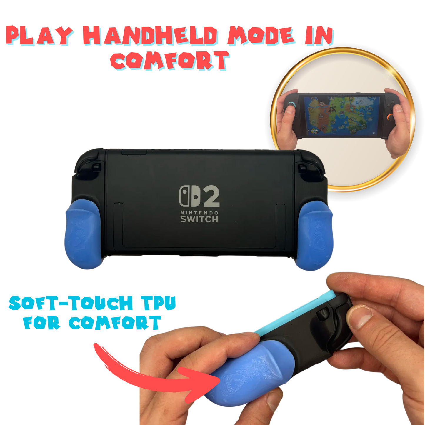 Handheld Joy-Con Grips for Nintendo Switch 2 – Ergonomic Grips for Handheld Mode – Soft Comfort Grip for Enhanced Gameplay – Dockable