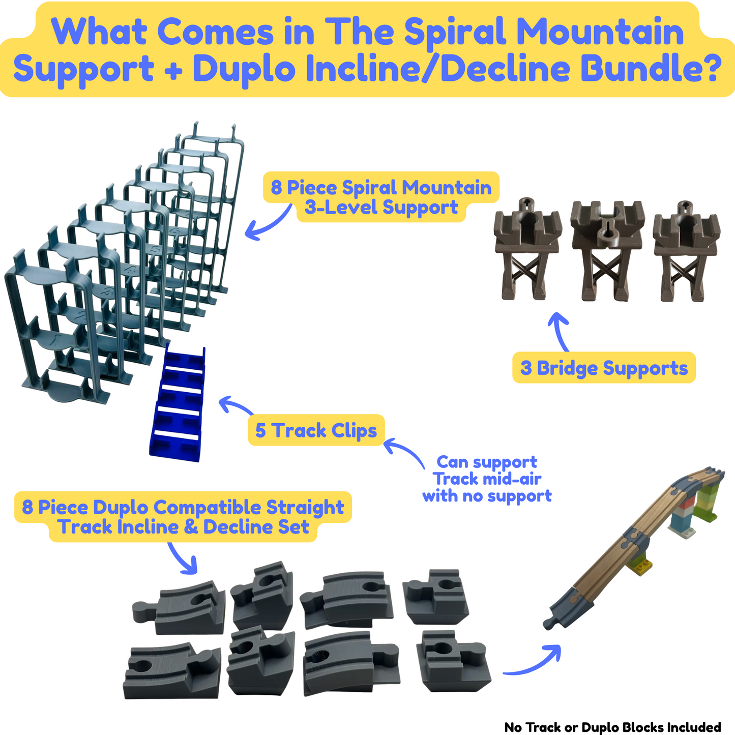 Spiral Mountain Support for Wooden Train Set | Compatible with Brio, Thomas, Hape, IKEA, Melissa and Doug