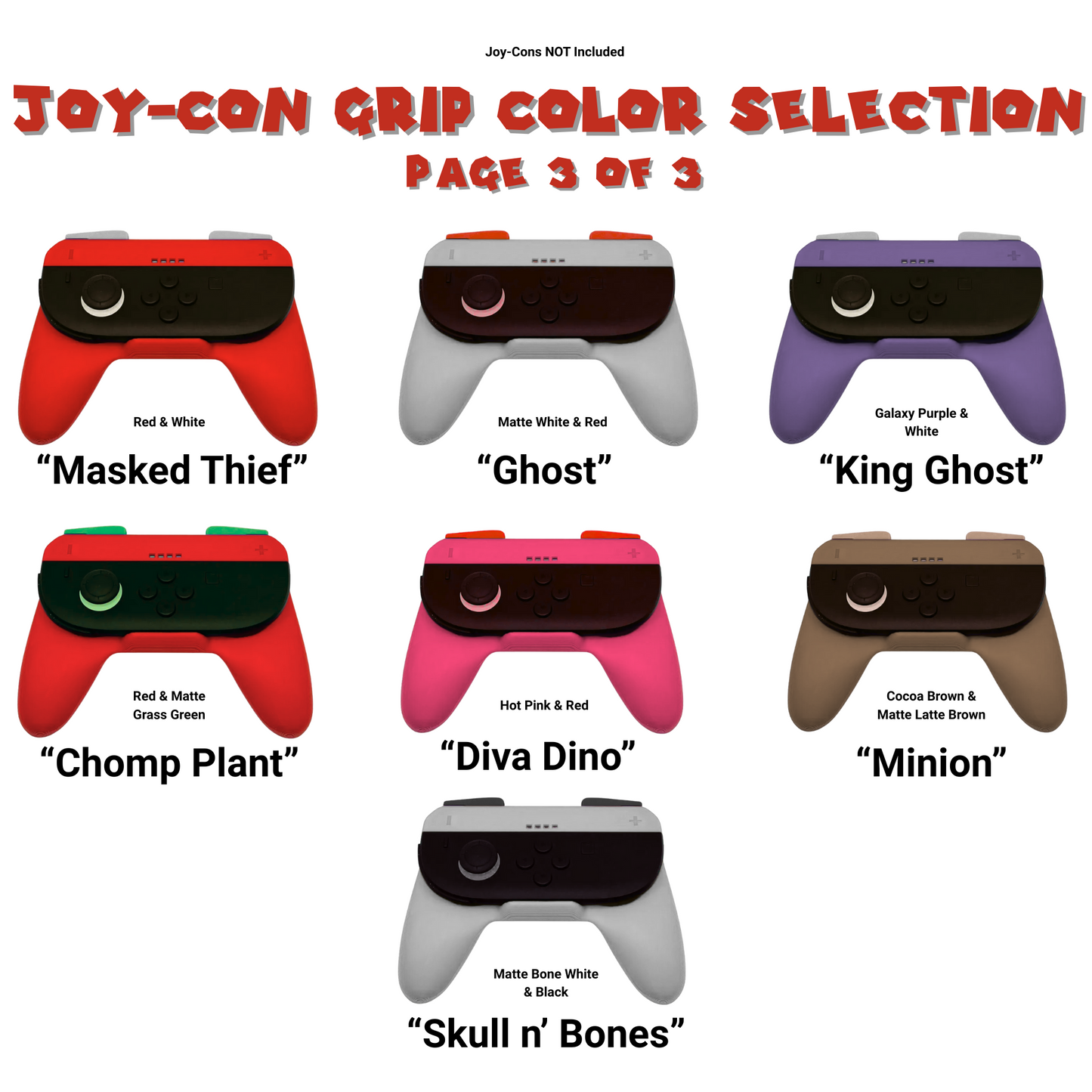 Multiplayer Joy-Con Grips for Switch 2 | 2-Pack Ergonomic Controller Handles | 23 Color Variations + Free Set of Analog Locks