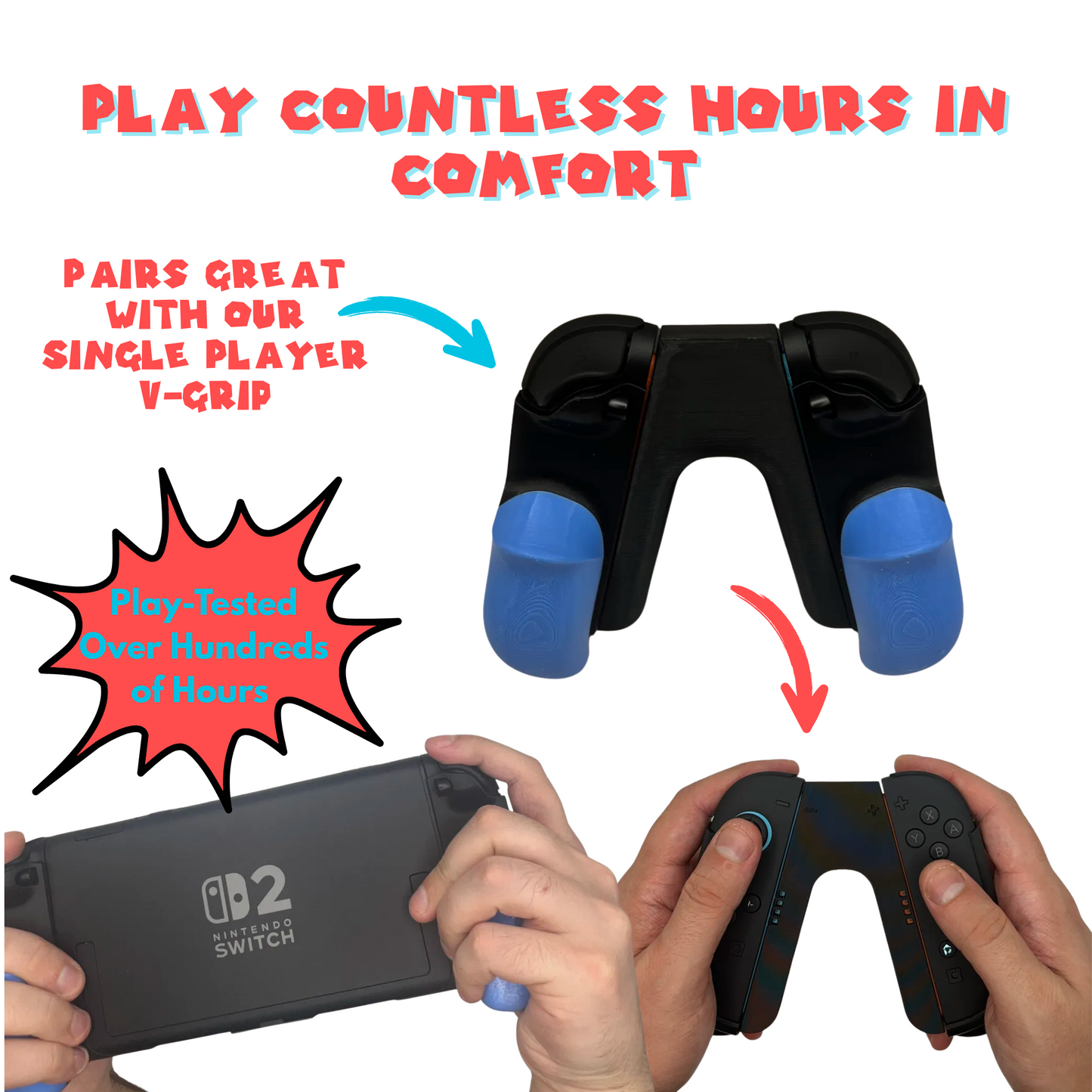 Handheld Joy-Con Grips for Nintendo Switch 2 – Ergonomic Grips for Handheld Mode – Soft Comfort Grip for Enhanced Gameplay – Dockable