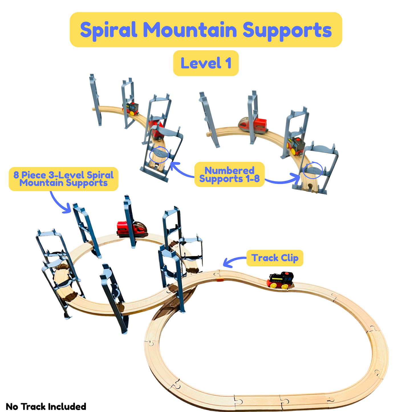 Spiral Mountain Support for Wooden Train Set | Compatible with Brio, Thomas, Hape, IKEA, Melissa and Doug