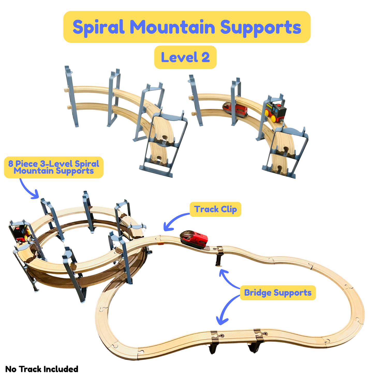 Spiral Mountain Support for Wooden Train Set | Compatible with Brio, Thomas, Hape, IKEA, Melissa and Doug