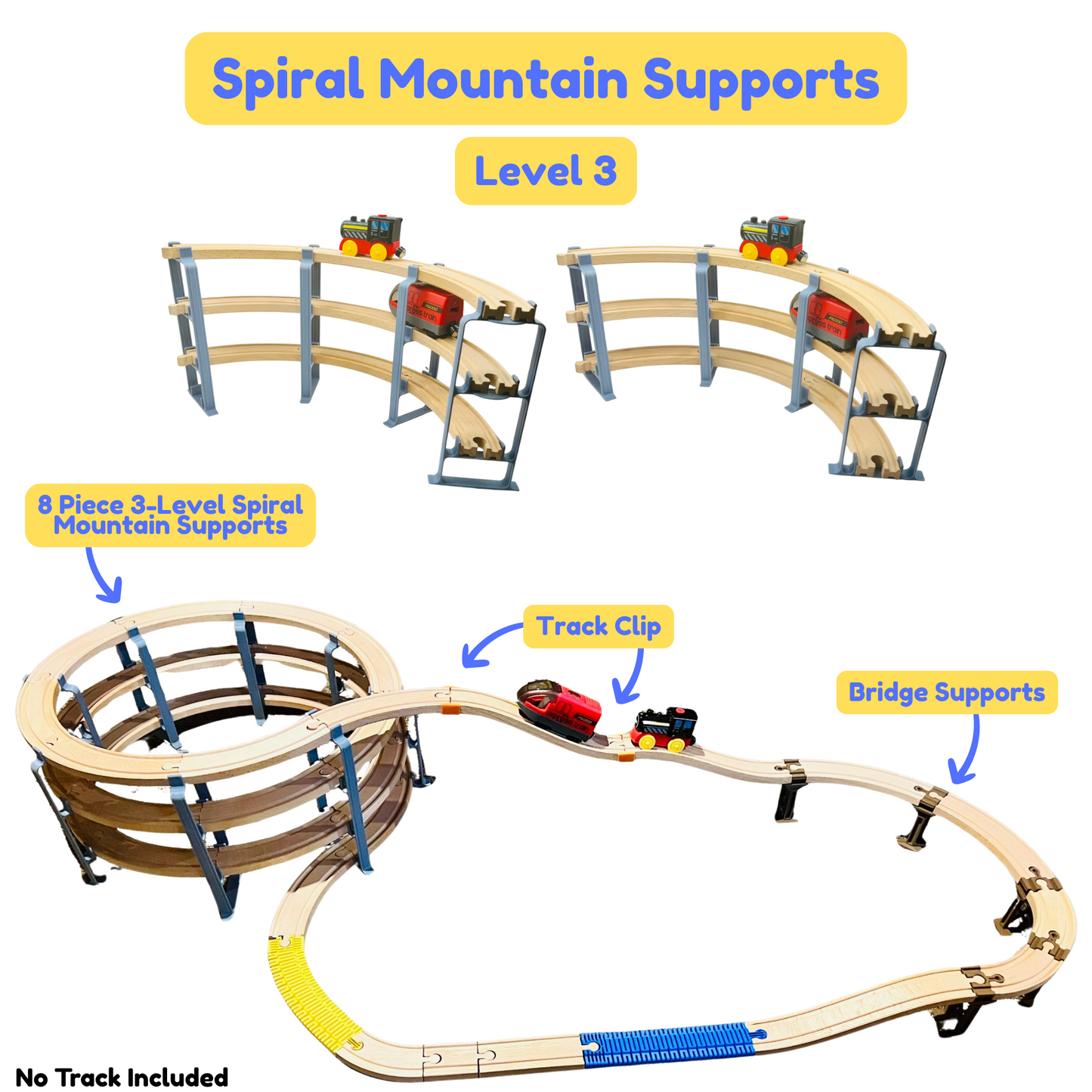 Spiral Mountain Support for Wooden Train Set | Compatible with Brio, Thomas, Hape, IKEA, Melissa and Doug