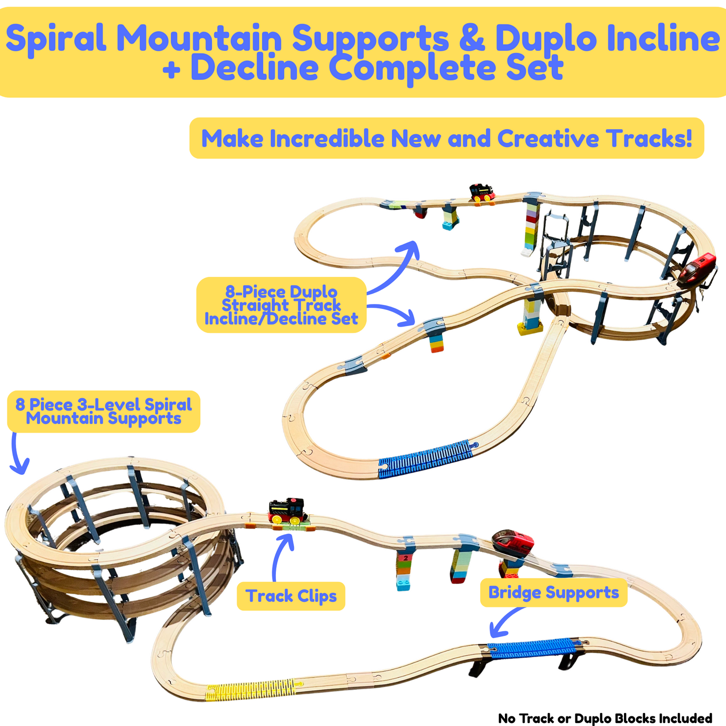 Spiral Mountain Support for Wooden Train Set | Compatible with Brio, Thomas, Hape, IKEA, Melissa and Doug