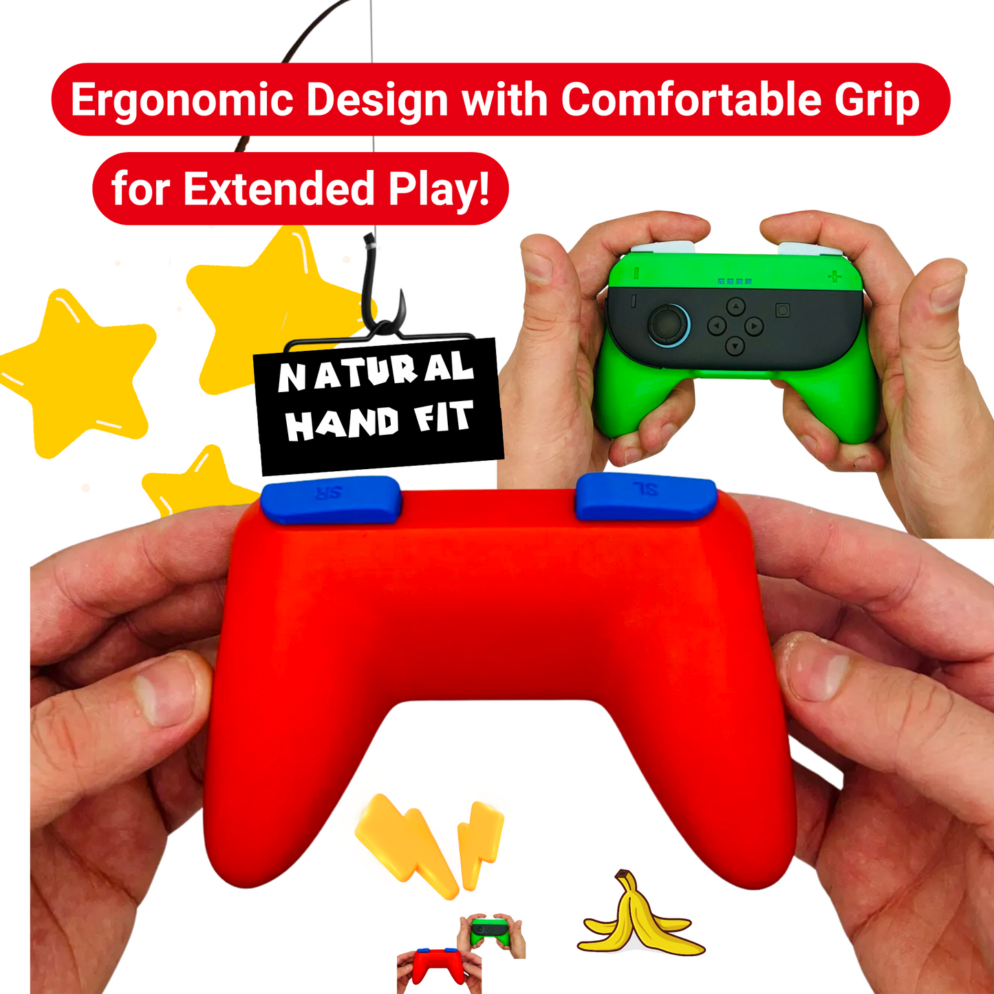 Multiplayer Joy-Con Grips for Switch 2 | 2-Pack Ergonomic Controller Handles | 23 Color Variations + Free Set of Analog Locks