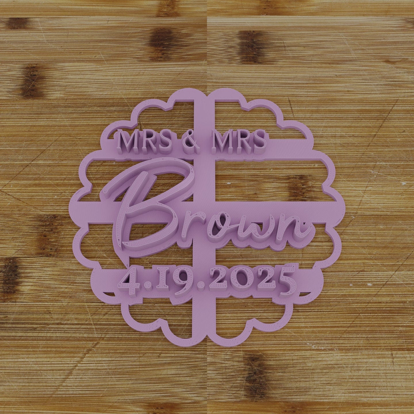 MRS and MRS Custom Cookie Cutter with Names and Date | Wedding | Anniversary