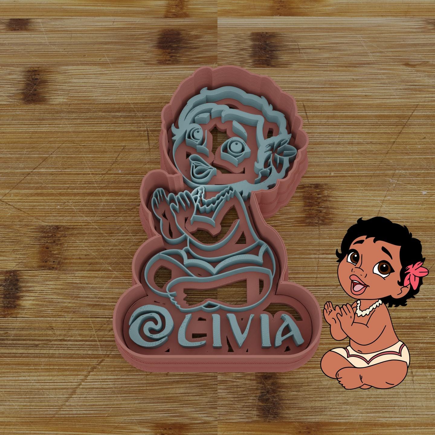 Baby Hawaiian Girl Customizable Cookie Cutter & Stamp | Custom Cookie Embosser | Personalized Cookie Cutter