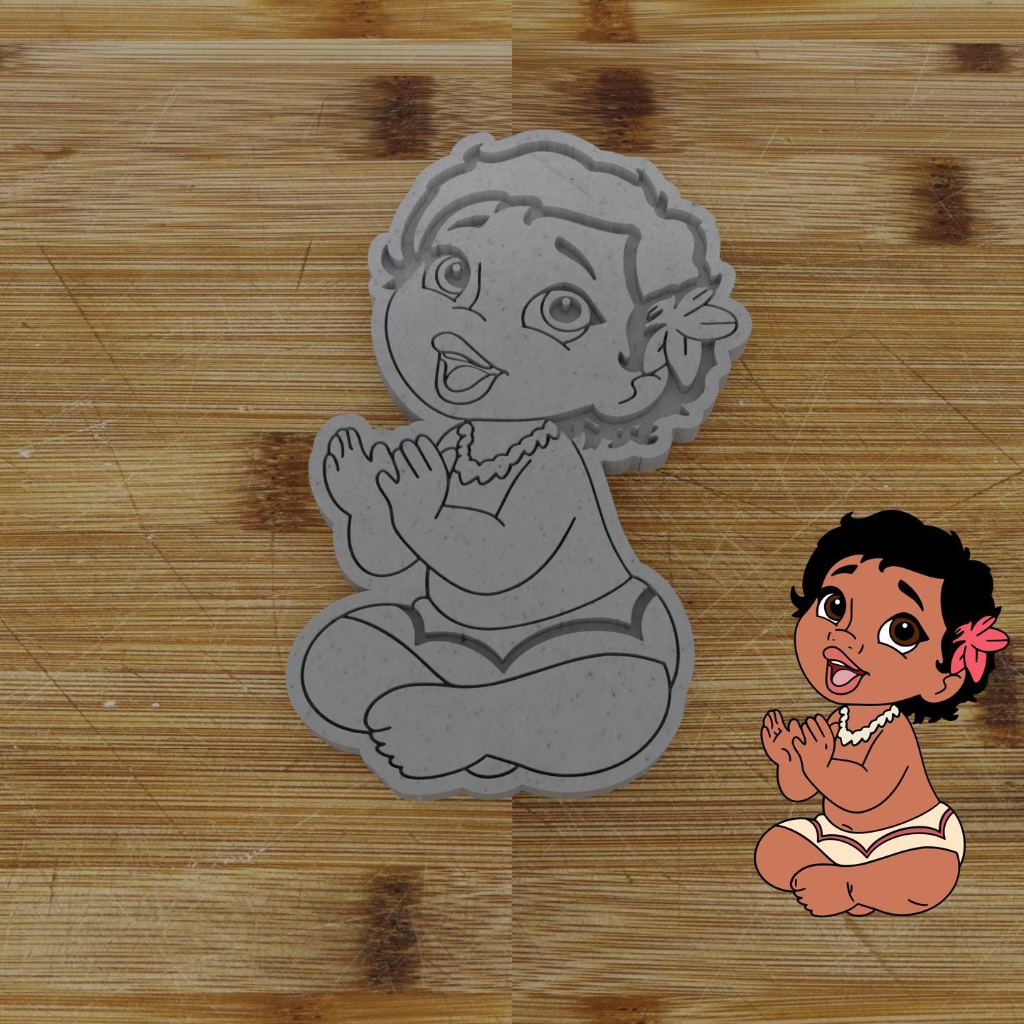 Baby Hawaiian Girl Customizable Cookie Cutter & Stamp | Custom Cookie Embosser | Personalized Cookie Cutter
