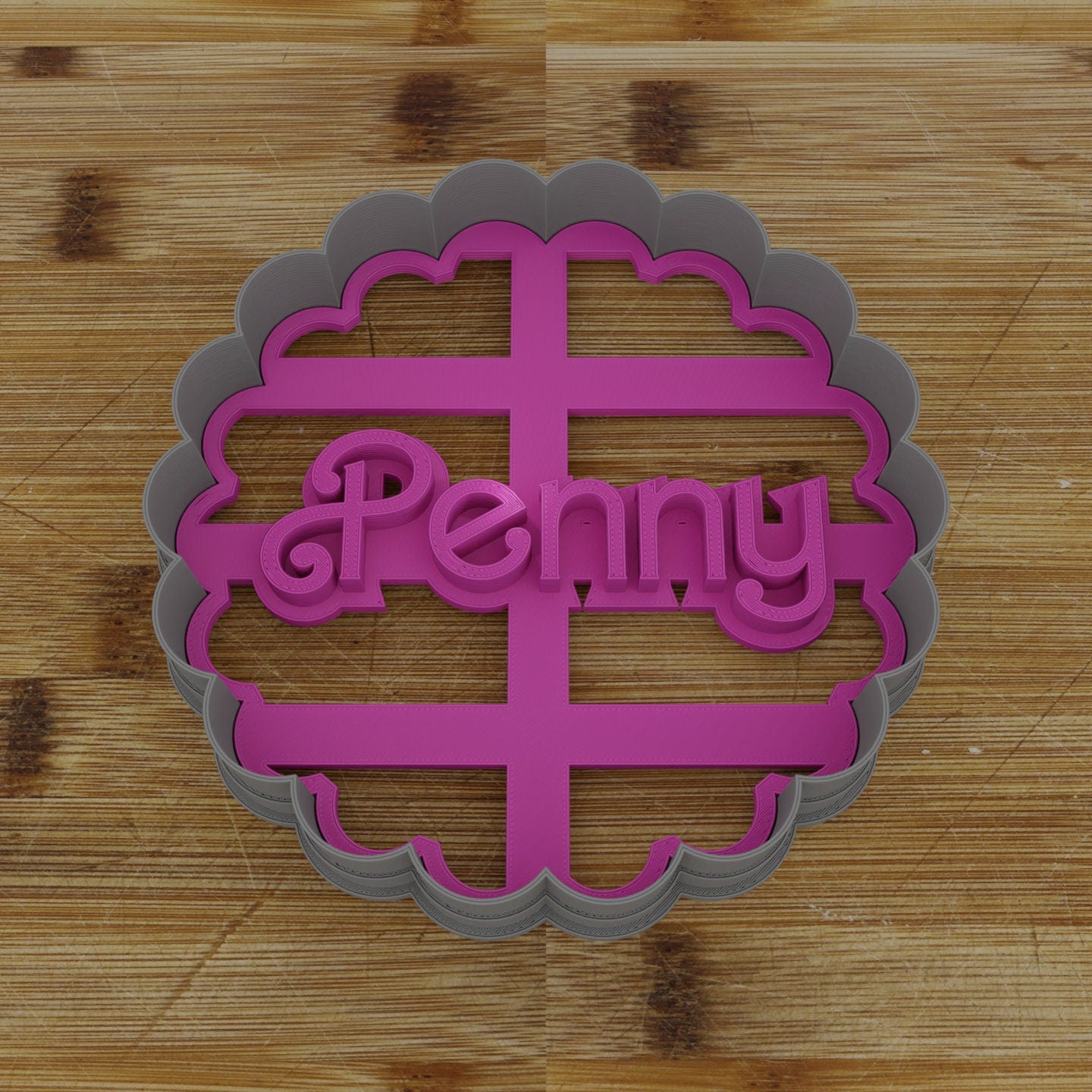 CUSTOM Cookie Cutter - Three Lines || Cutter and Stamp || Retro Doll Font