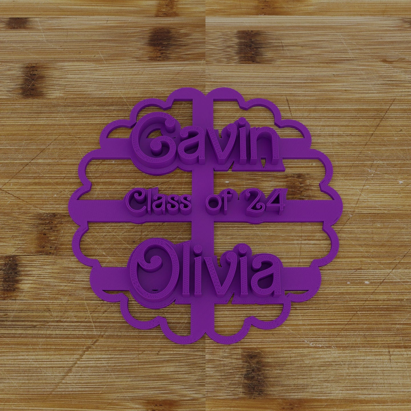 CUSTOM Cookie Cutter - Three Lines || Cutter and Stamp || Retro Doll Font