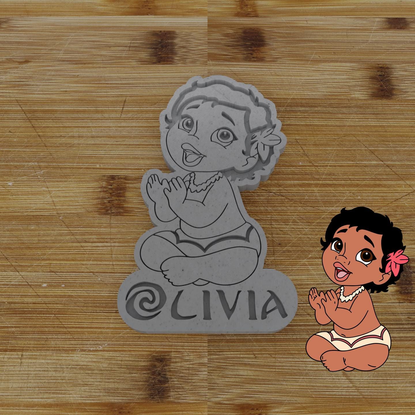 Baby Hawaiian Girl Customizable Cookie Cutter & Stamp | Custom Cookie Embosser | Personalized Cookie Cutter