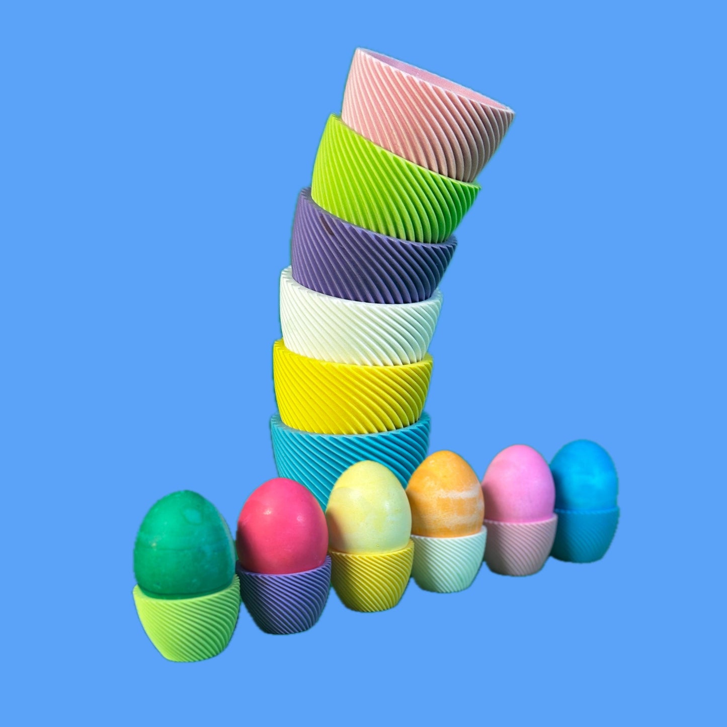 Easter Egg Cups | Modern Geometric | Matte PLA Twist Egg Holders | 3D Printed Easter Decor | Single or Set of 6 | Easter Decor | Easter Gift