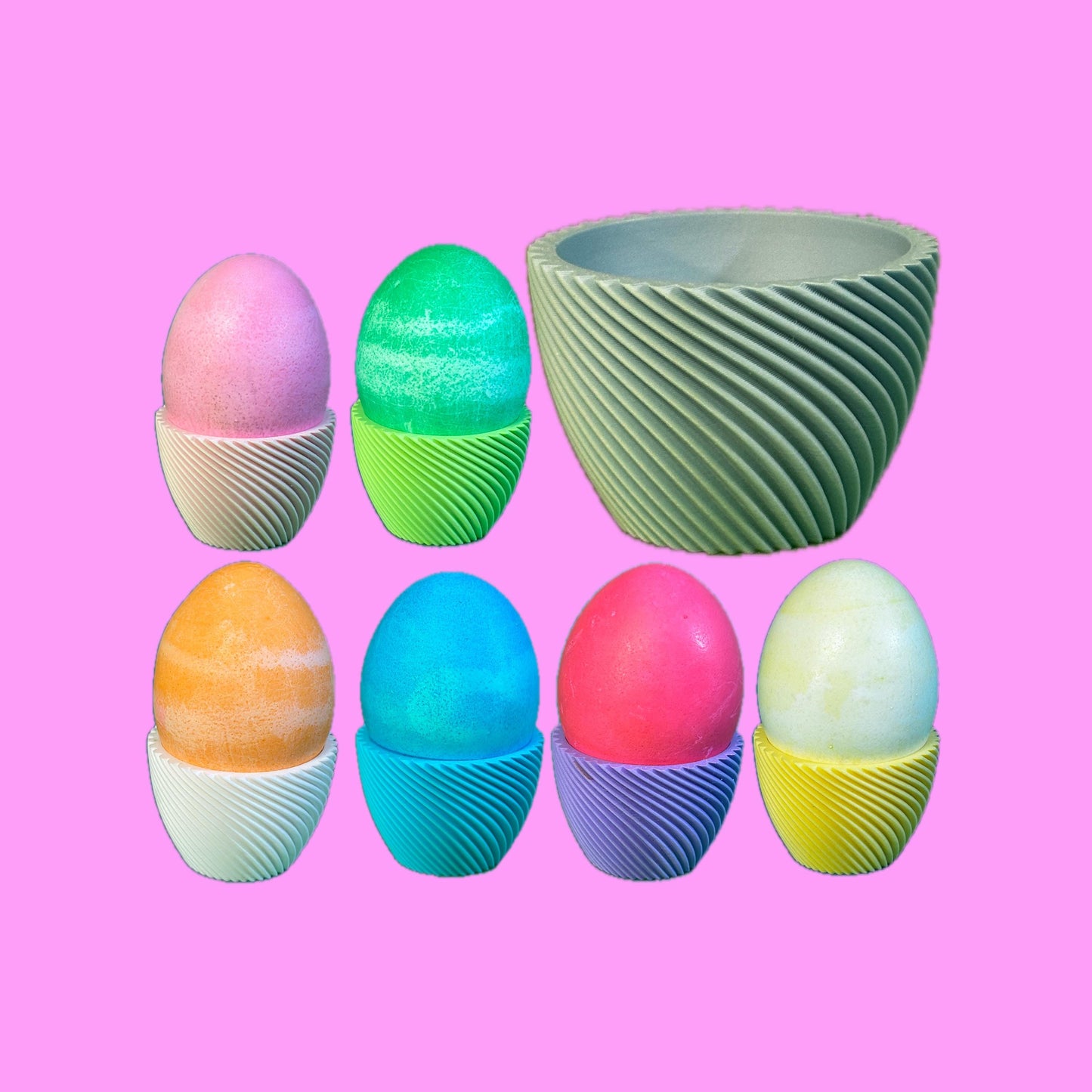 Easter Egg Cups | Modern Geometric | Matte PLA Twist Egg Holders | 3D Printed Easter Decor | Single or Set of 6 | Easter Decor | Easter Gift