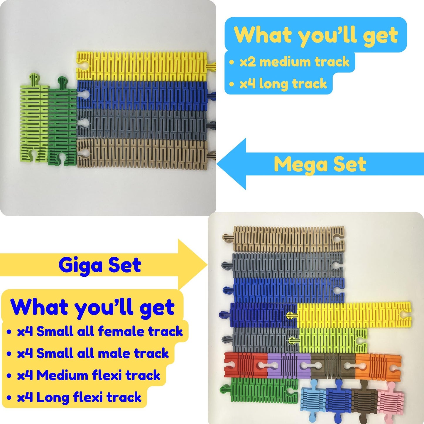 Wooden Train Flexi Tracks | Compatible with Brio, Thomas, Hape, IKEA, Melissa and Doug | Various Sizes & Sets
