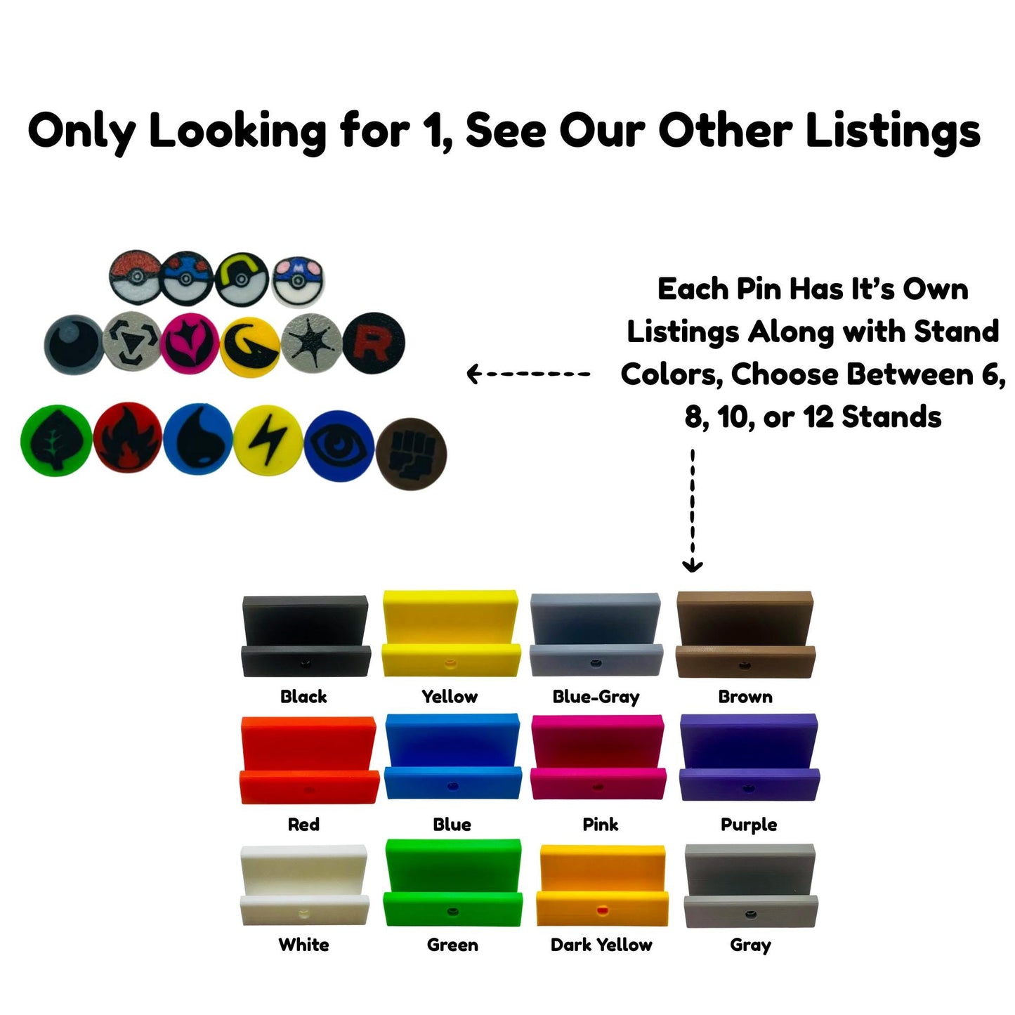 Custom Card Display Stand for PSA BGS CGC, Toploaders, Sleeves, Slabs, & More | Changeable Pins – Energy, PBall, Rocket Themes Variety Pack