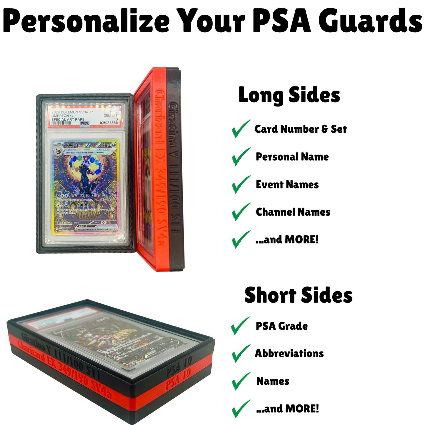 Slab Guard for PSA Graded Cards | Protective & Stackable Case | Shock-Absorbent - Made from TPU | 7 Colors Available - Customizable Text