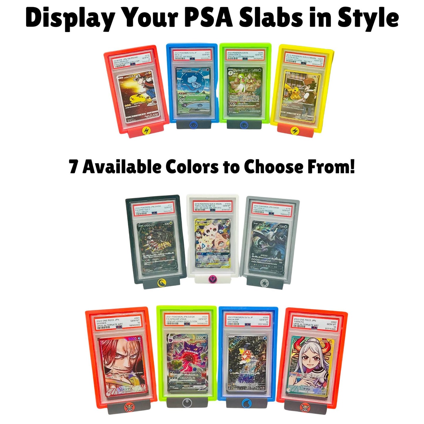 Slab Guard for PSA Graded Cards | Protective & Stackable Case | Shock-Absorbent - Made from TPU | 7 Colors Available - Customizable Text