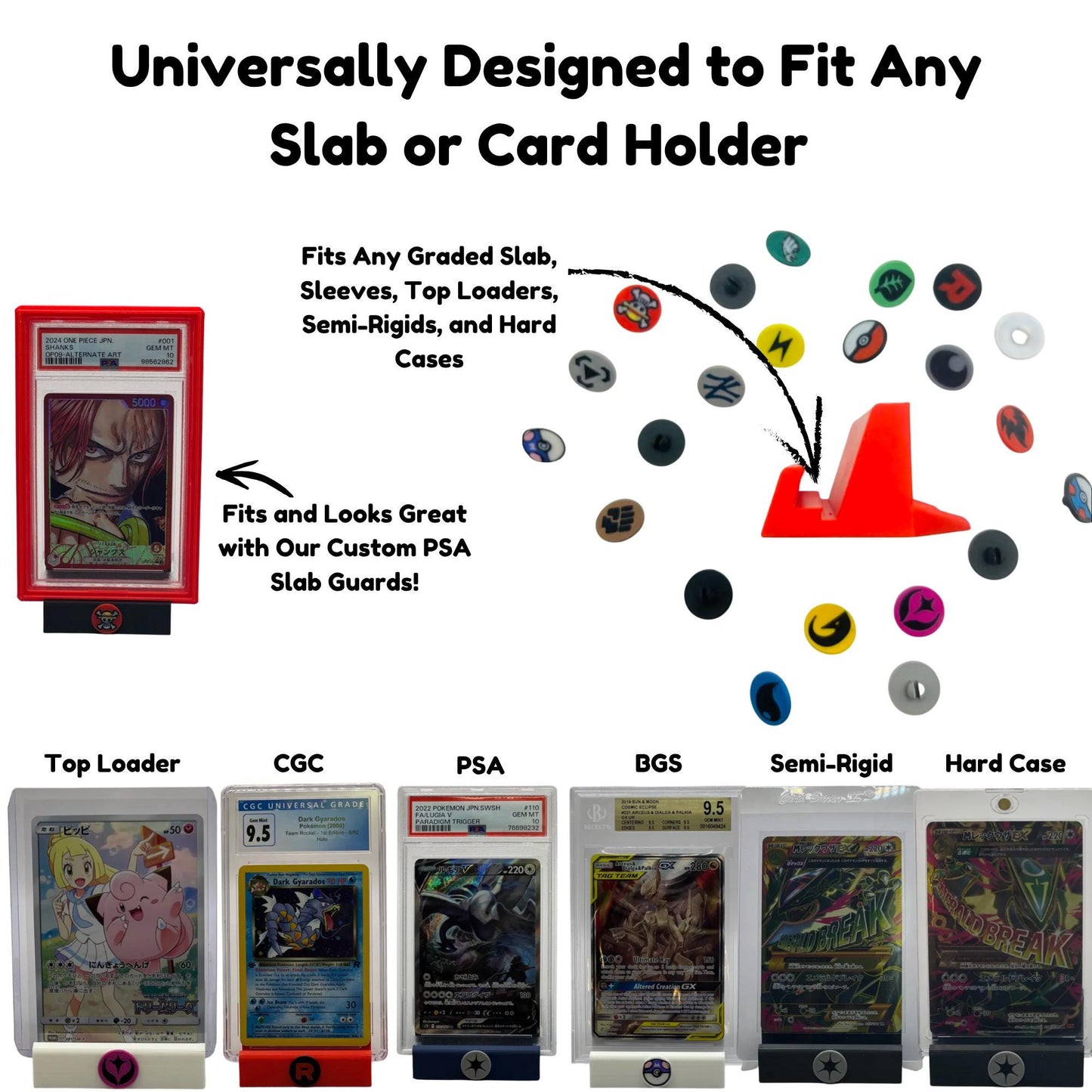 Custom Card Display Stand for PSA, BGS, CGC, Toploaders, Sleeves, Slabs, & More | Changeable Pins – Rocket Themed