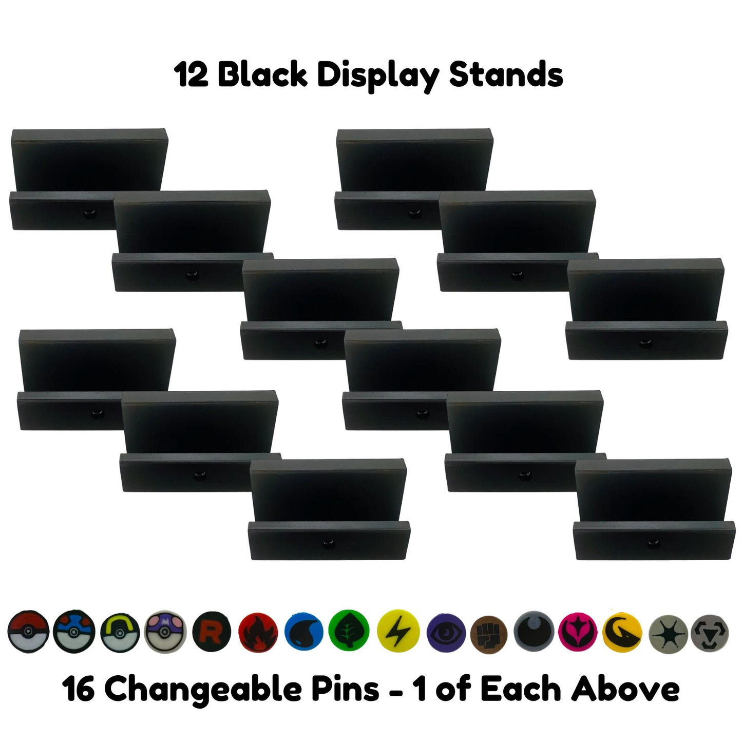 Custom Card Display Stand for PSA BGS CGC, Toploaders, Sleeves, Slabs, & More | Changeable Pins – Energy, PBall, Rocket Themes Variety Pack