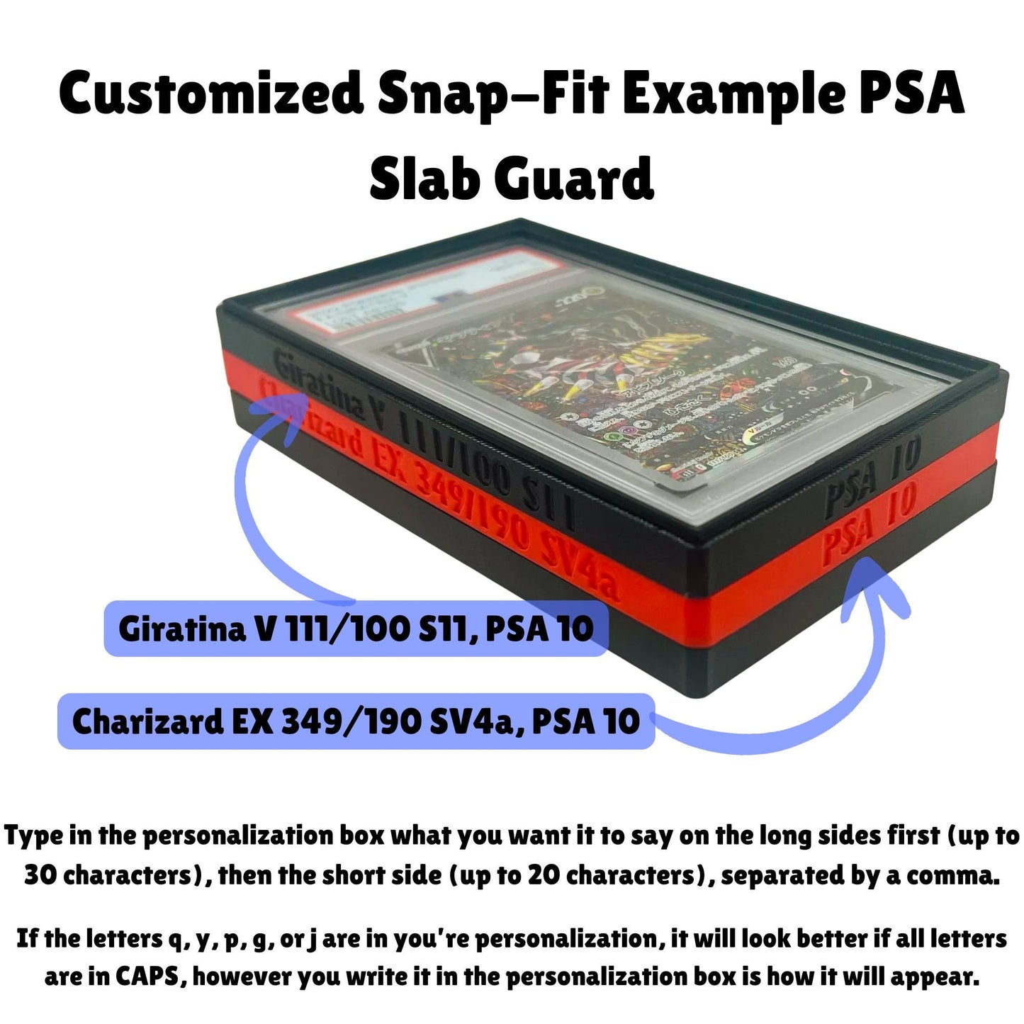 Slab Guard for PSA Graded Cards | Protective & Stackable Case | Shock-Absorbent - Made from TPU | 7 Colors Available - Customizable Text