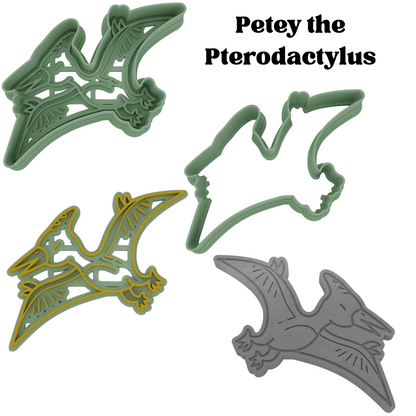 Dinosaur Cookie Cutters – 6 Piece Set | T-Rex, Triceratops, Velociraptor, Brachiosaurus, & More | 2-Piece Outline + Detail