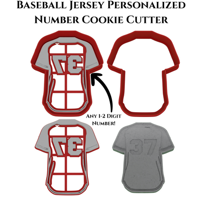 Personalized Baseball Jersey Cookie Cutter | Any 1-2 Digit Number | Sports Cookie Cutters | 2-Piece Cutters