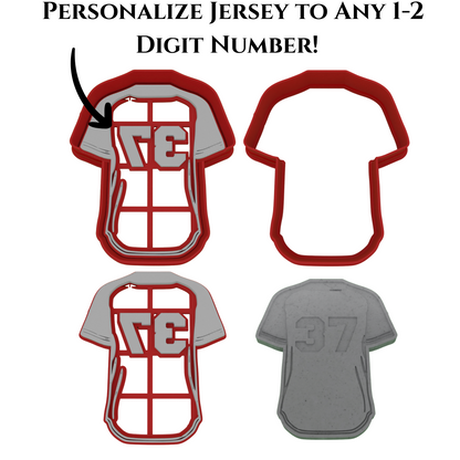 Personalized Baseball Jersey Cookie Cutter | Any 1-2 Digit Number | Sports Cookie Cutters | 2-Piece Cutters