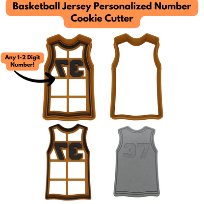 Personalized Basketball Jersey Cookie Cutter | Any 1-2 Digit Number | Sports Cookie Cutters | 2-Piece Cutters