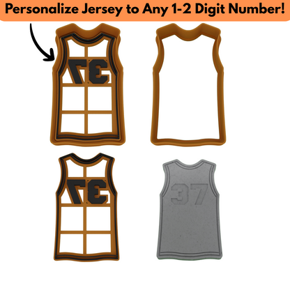 Personalized Basketball Jersey Cookie Cutter | Any 1-2 Digit Number | Sports Cookie Cutters | 2-Piece Cutters