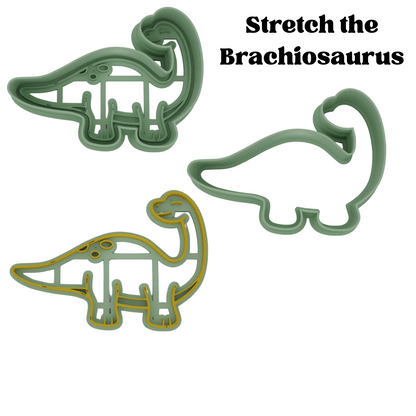 Dinosaur Cookie Cutters – 6 Piece Set | T-Rex, Triceratops, Velociraptor, Brachiosaurus, & More | 2-Piece Outline + Detail