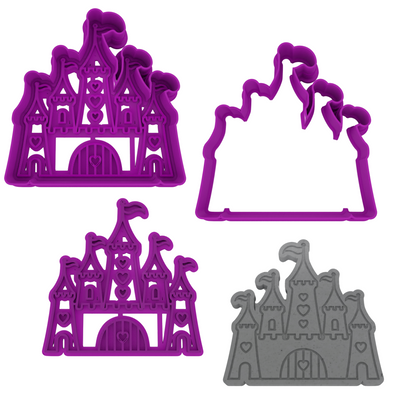 Princess Cookie Cutter 5-Piece Set | Custom Name Cutter + Unicorn, Princess Dress, Castle, & Crown | 2-Piece Cutters