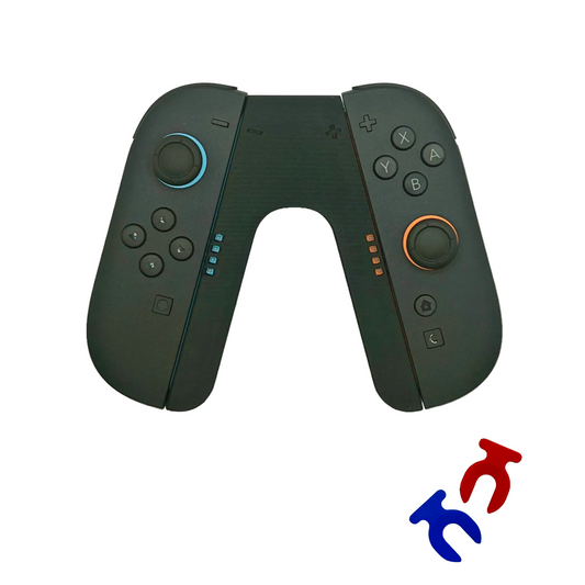 Single Player Controller for Joy-Cons – Ergonomic V-Shaped Adapter – All Black Controller Handle + Analog Stick Locks