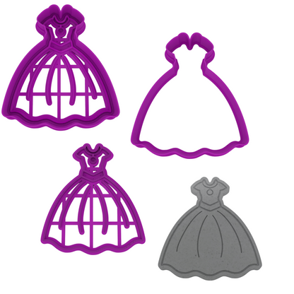 Princess Cookie Cutter 5-Piece Set | Custom Name Cutter + Unicorn, Princess Dress, Castle, & Crown | 2-Piece Cutters