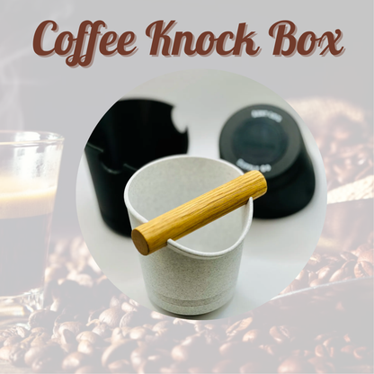 Espresso Knock Box with Oak Rod - Coffee Grounds Container with Non-Slip Base - Made in USA