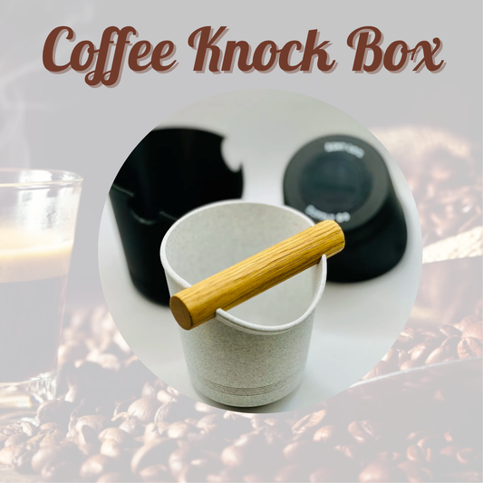 Espresso Knock Box with Oak Rod - Coffee Grounds Container with Non-Slip Base - Made in USA