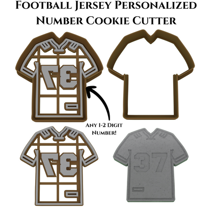 Personalized Football Jersey Cookie Cutter | Any 1-2 Digit Number | Sports Cookie Cutters | 2-Piece Cutters