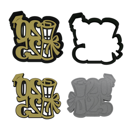 2025 Graduation Cookie Cutter 3-Piece Set | Grad Cap, Diploma, 2025 Design | 2-Piece Cutters