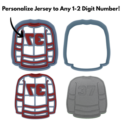Personalized Hockey Jersey Cookie Cutter | Any 1-2 Digit Number | Sports Cookie Cutters | 2-Piece Cutters