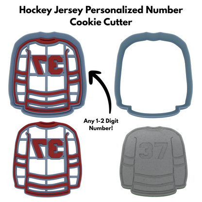 Personalized Hockey Jersey Cookie Cutter | Any 1-2 Digit Number | Sports Cookie Cutters | 2-Piece Cutters