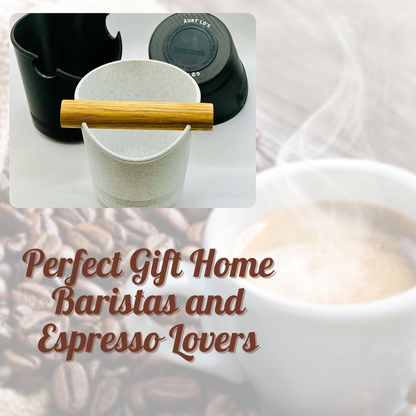 Espresso Knock Box with Oak Rod - Coffee Grounds Container with Non-Slip Base - Made in USA