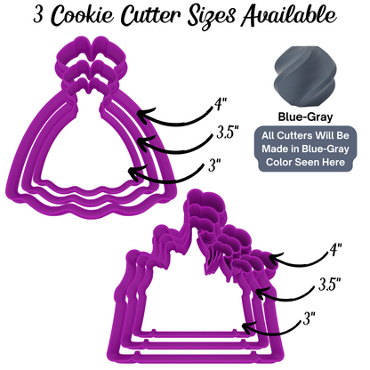 Princess Cookie Cutter 5-Piece Set | Custom Name Cutter + Unicorn, Princess Dress, Castle, & Crown | 2-Piece Cutters