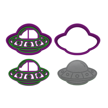 Outer Space 5-Piece Cookie Cutter Set | Astronaut, UFO, Alien, Earth & Meteor | 2-Piece Cutters