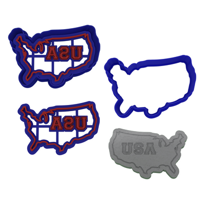 4th of July Cookie Cutter 3-Piece Set | 2-Piece Cutters | USA Outline, American Flag, and Fireworks
